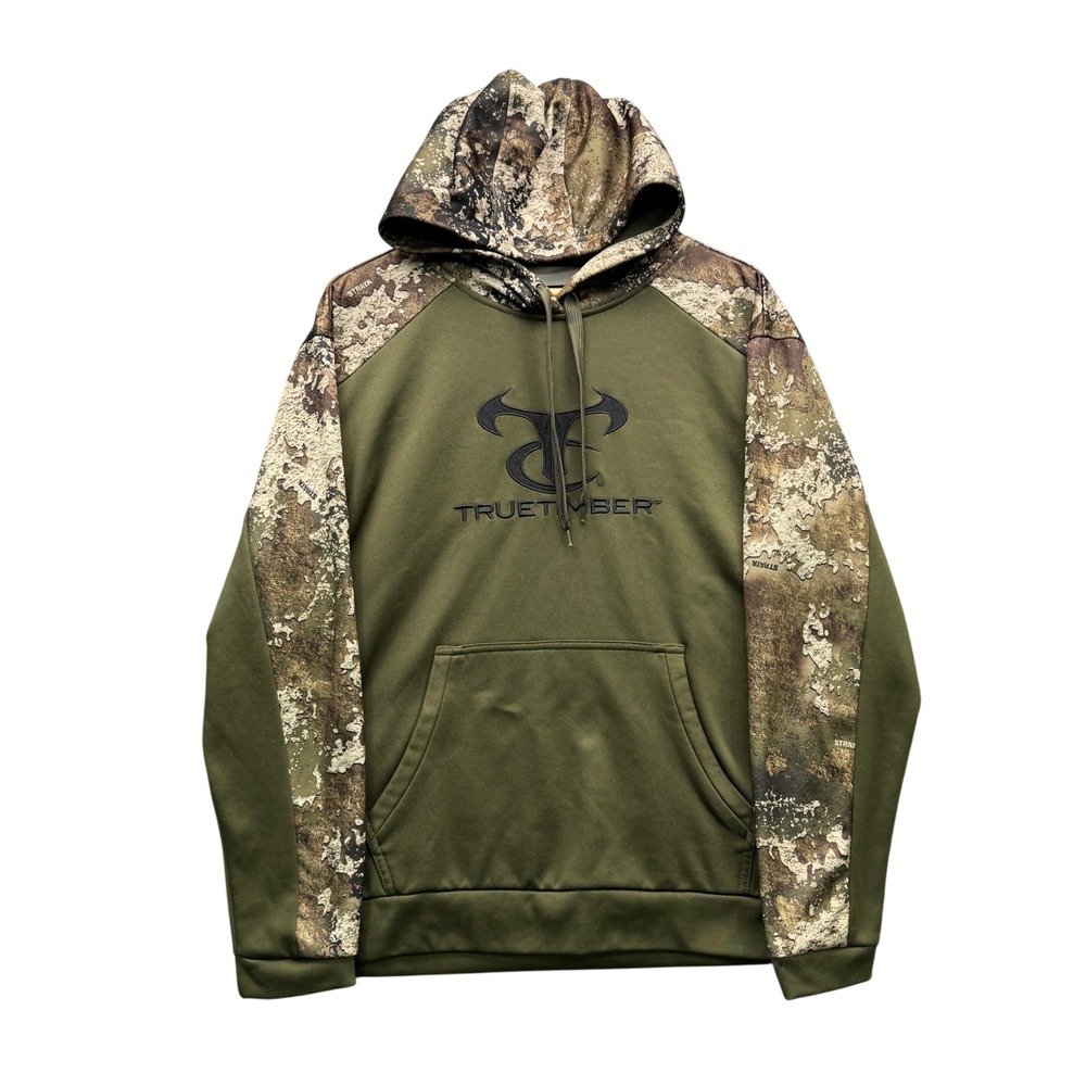 TrueTimber Strata Hoodie Mens M Green Camo Long Sleeve Fleece Outdoor Fleece